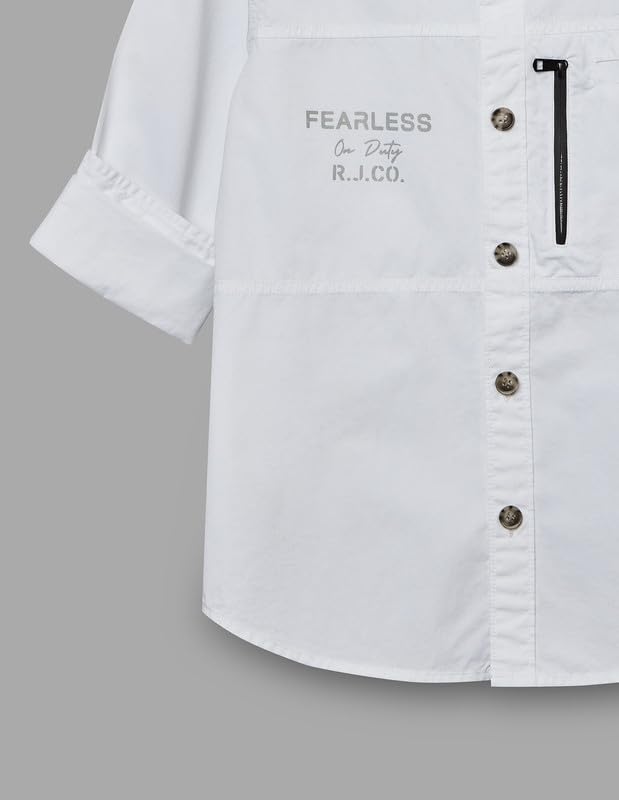 RUFF Solid Cotton Shirt | Collared Neck | Full Sleeves | Regular Fit | Casual Wear White