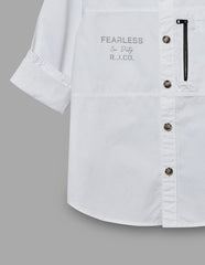 RUFF Solid Cotton Shirt | Collared Neck | Full Sleeves | Regular Fit | Casual Wear White