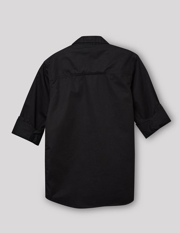 RUFF Solid Cotton Shirt | Collared Neck | Full Sleeves | Regular Fit | Casual Wear Black