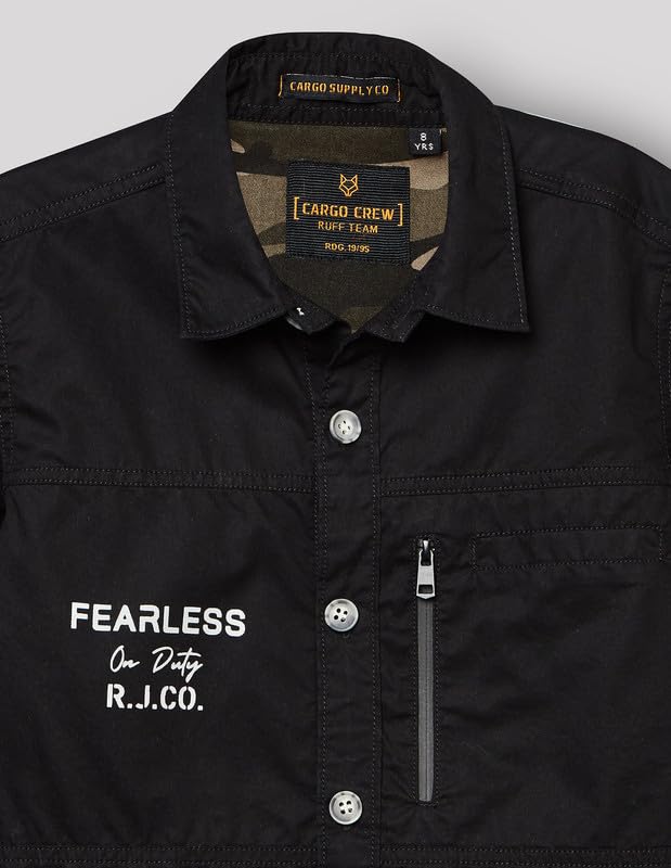 RUFF Solid Cotton Shirt | Collared Neck | Full Sleeves | Regular Fit | Casual Wear Black
