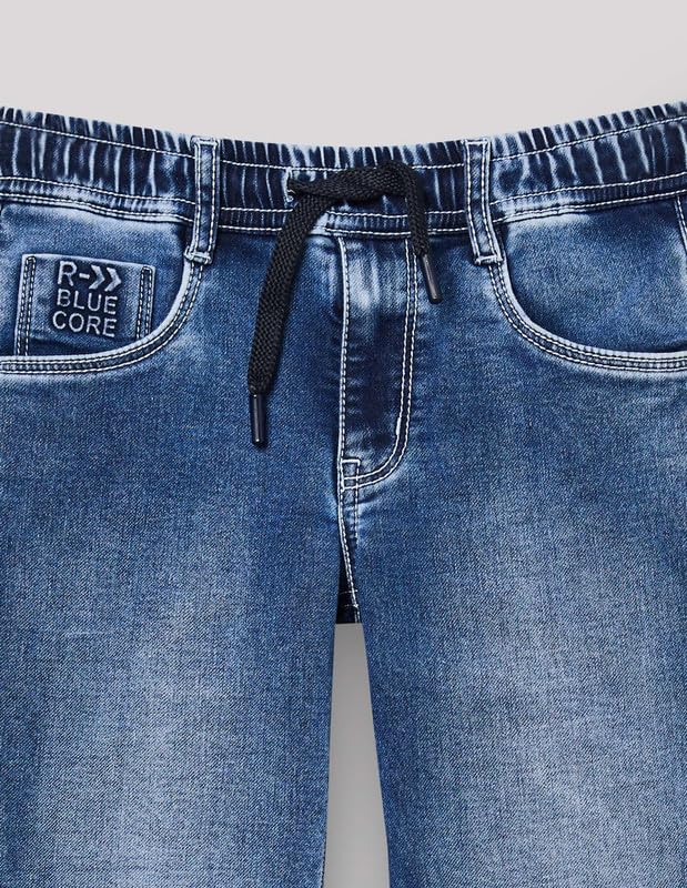 RUFF Boys Blue Elastic Waist Denim Jeans | Full Length | Casual Wear
