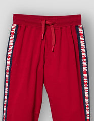 RUFF Maroon Red Knitted Straight Fit Fashion Jogger Pants | Full Length | Casual Wear