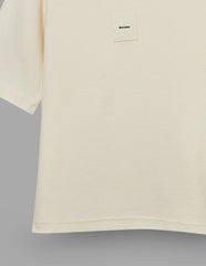 RUFF Off White Cotton Ribbed Textured Round Neck Down Shoulder T-Shirt | Half Sleeves | Casual Wear