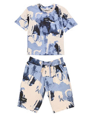 RUFF Blue All Over Printed Co-Ord Set | Half Sleeves | Casual Wear