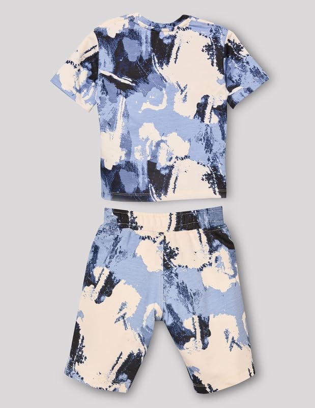 RUFF Blue All Over Printed Co-Ord Set | Half Sleeves | Casual Wear