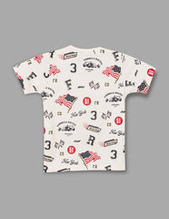 RUFF Boys Racing Graphic Printed T-Shirt | Half Sleeves | Casual Wear White