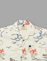 RUFF Printed Cotton Shirt | Collared Neck | Half Sleeves | Regular Fit | Casual Wear Off White
