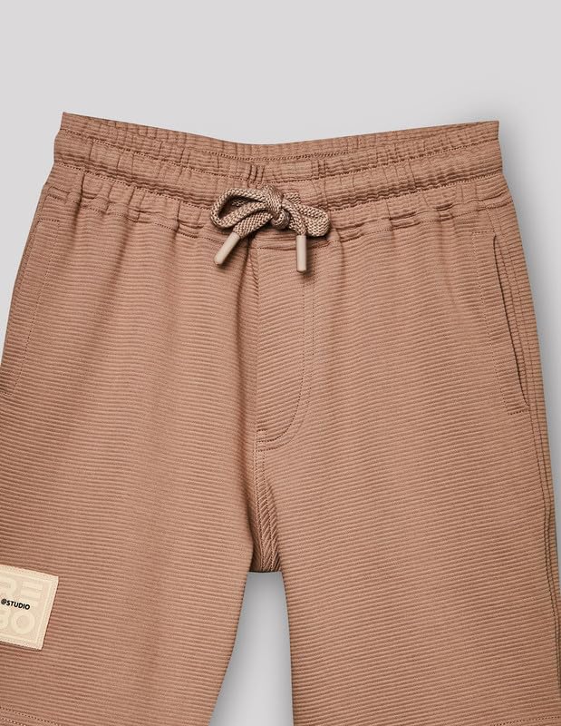 RUFF Fawn Cotton Ribbed Textured Bermuda | Above Knee | Casual Wear