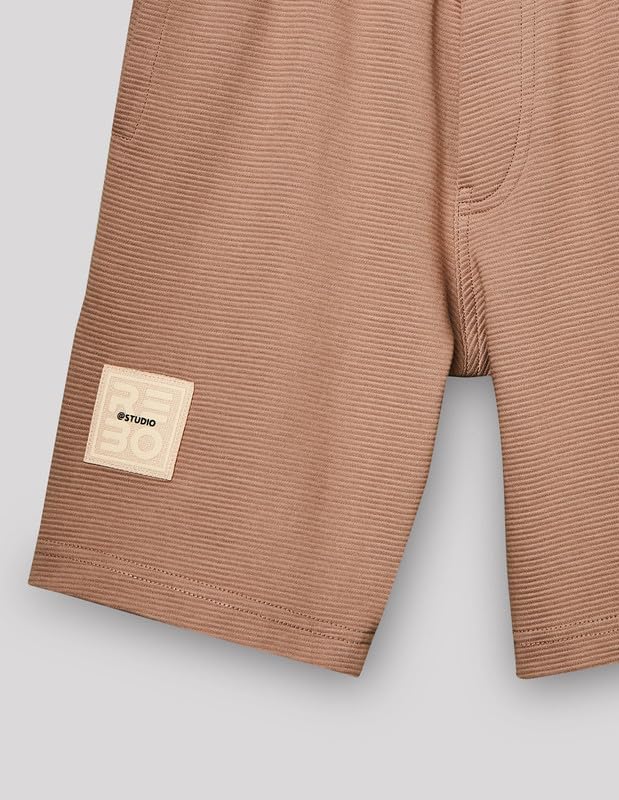 RUFF Fawn Cotton Ribbed Textured Bermuda | Above Knee | Casual Wear