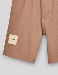 RUFF Fawn Cotton Ribbed Textured Bermuda | Above Knee | Casual Wear