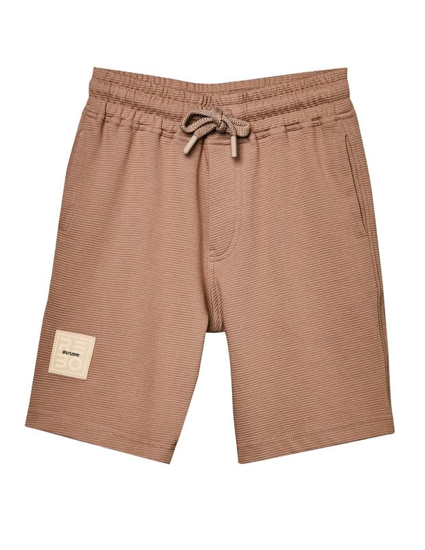 RUFF Fawn Cotton Ribbed Textured Bermuda | Above Knee | Casual Wear