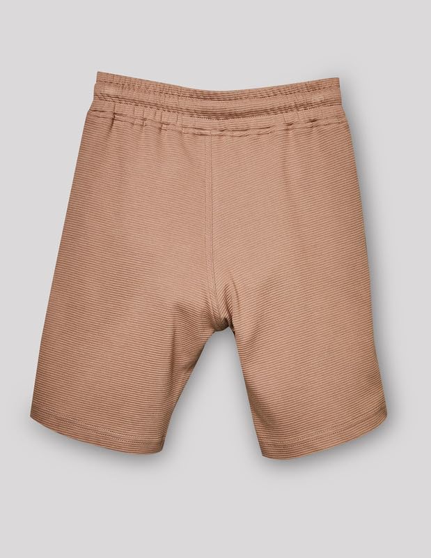 RUFF Fawn Cotton Ribbed Textured Bermuda | Above Knee | Casual Wear