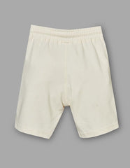 RUFF Off White Cotton Ribbed Textured Bermuda | Above Knee | Casual Wear