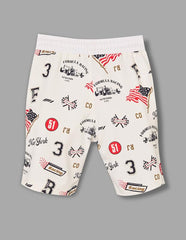 RUFF Boys Racing Graphic Printed Shorts | Above Knee | Casual Wear White