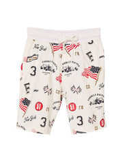 RUFF Boys Racing Graphic Printed Shorts | Above Knee | Casual Wear White