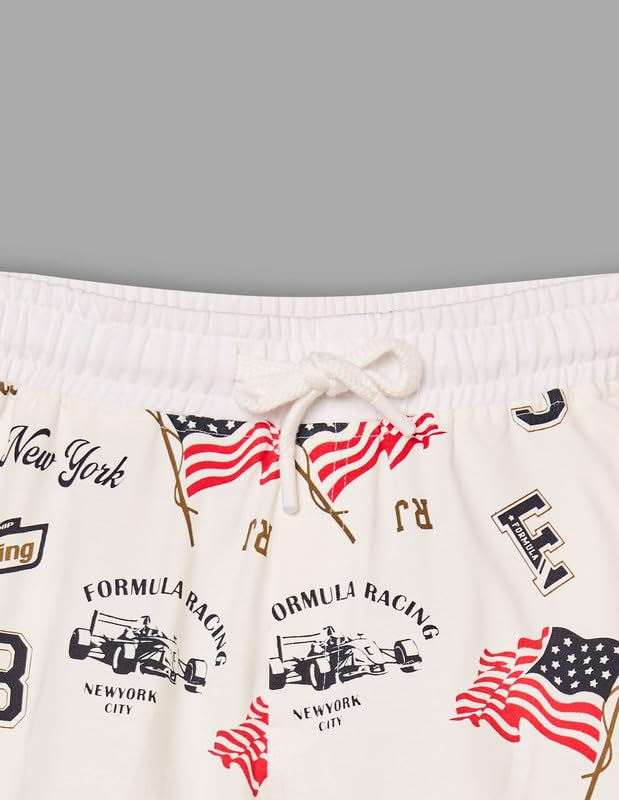 RUFF Boys Racing Graphic Printed Shorts | Above Knee | Casual Wear White