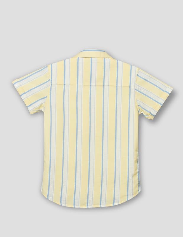 RUFF Boys Lemon Yellow Striped Shirt with Sleeveless T-Shirt | Half Sleeves | Casual Wear