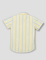 RUFF Boys Lemon Yellow Striped Shirt with Sleeveless T-Shirt | Half Sleeves | Casual Wear