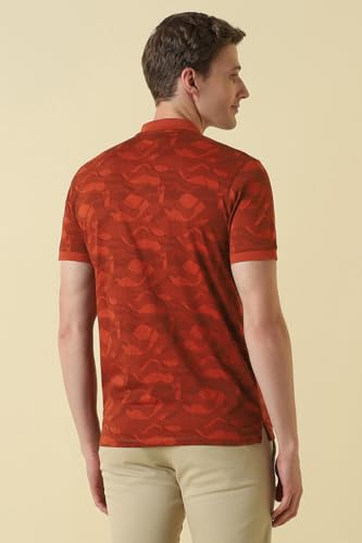 Men Maroon Print Polo Neck T-Shirt