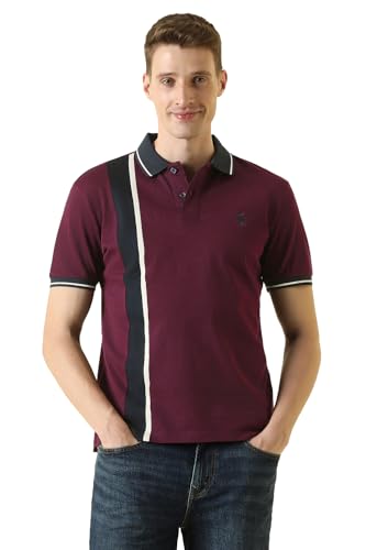 Men Maroon Patterned Polo Neck T-Shirt
