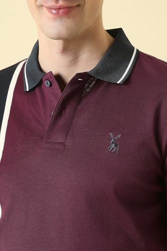 Men Maroon Patterned Polo Neck T-Shirt