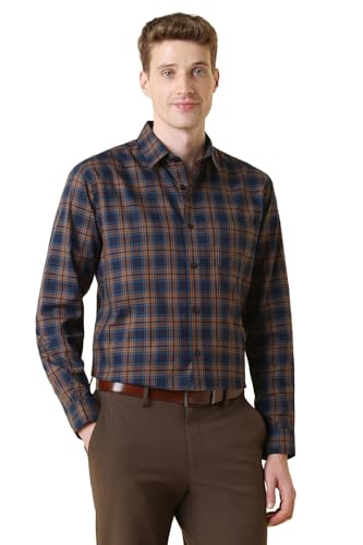 Men Navy Check Full Sleeves Formal Shirt