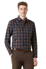 Men Navy Check Full Sleeves Formal Shirt