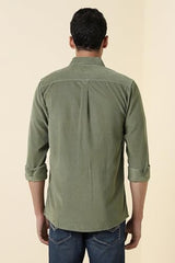 Men Olive Custom Fit Solid Full Sleeves Casual Shirt