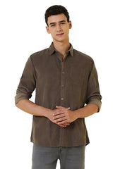 Men Brown Nuvo Fit Solid Full Sleeves Casual Shirt