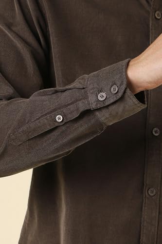 Men Brown Nuvo Fit Solid Full Sleeves Casual Shirt