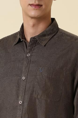 Men Brown Nuvo Fit Solid Full Sleeves Casual Shirt