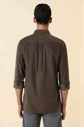 Men Brown Nuvo Fit Solid Full Sleeves Casual Shirt