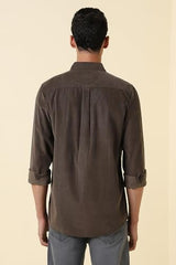 Men Brown Nuvo Fit Solid Full Sleeves Casual Shirt
