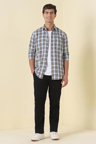 Men Light Blue Slim Fit Check Full Sleeves Casual Shirt