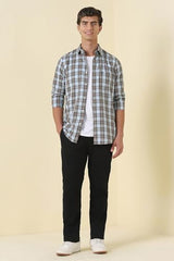 Men Light Blue Slim Fit Check Full Sleeves Casual Shirt