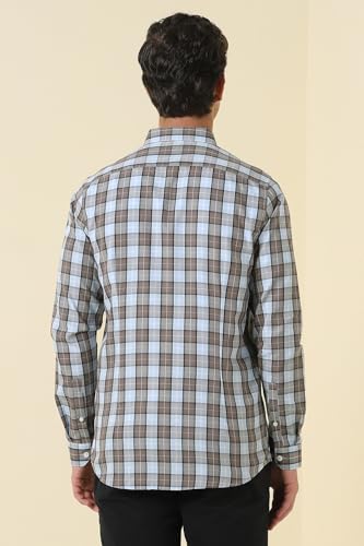 Men Light Blue Slim Fit Check Full Sleeves Casual Shirt