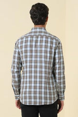 Men Light Blue Slim Fit Check Full Sleeves Casual Shirt