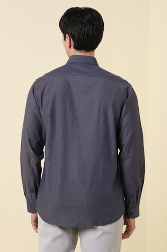 Men Purple Stripe Full Sleeves Formal Shirt