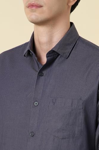 Men Purple Stripe Full Sleeves Formal Shirt