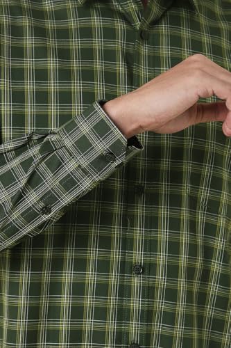 Men Green Slim Fit Check Full Sleeves Casual Shirt