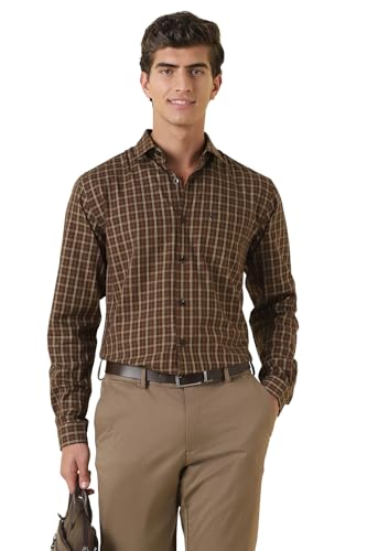 Men Brown Check Full Sleeves Formal Shirt