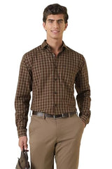 Men Brown Check Full Sleeves Formal Shirt
