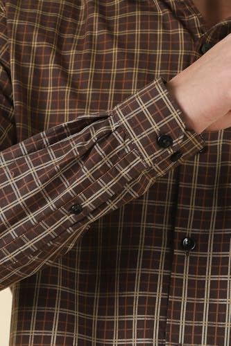 Men Brown Check Full Sleeves Formal Shirt