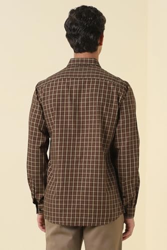 Men Brown Check Full Sleeves Formal Shirt