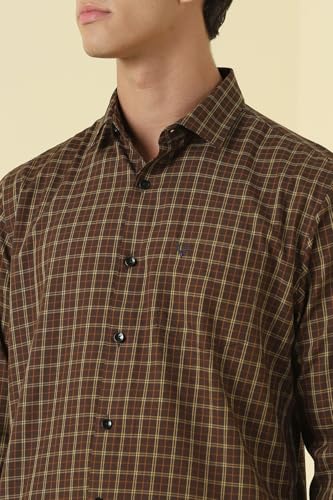 Men Brown Check Full Sleeves Formal Shirt