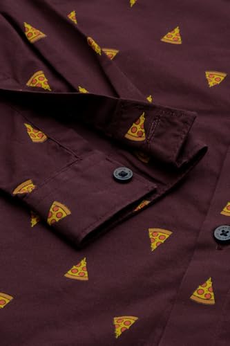 Boys Maroon Print Casual Shirt