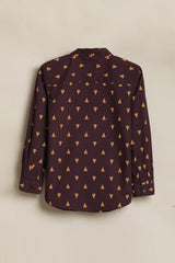 Boys Maroon Print Casual Shirt
