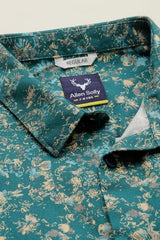 Boys Green Print Casual Shirt