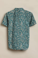 Boys Green Print Casual Shirt