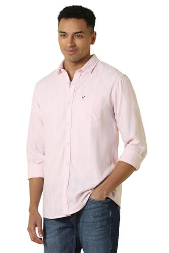 Men Pink Custom Fit Stripe Full Sleeves Casual Shirt